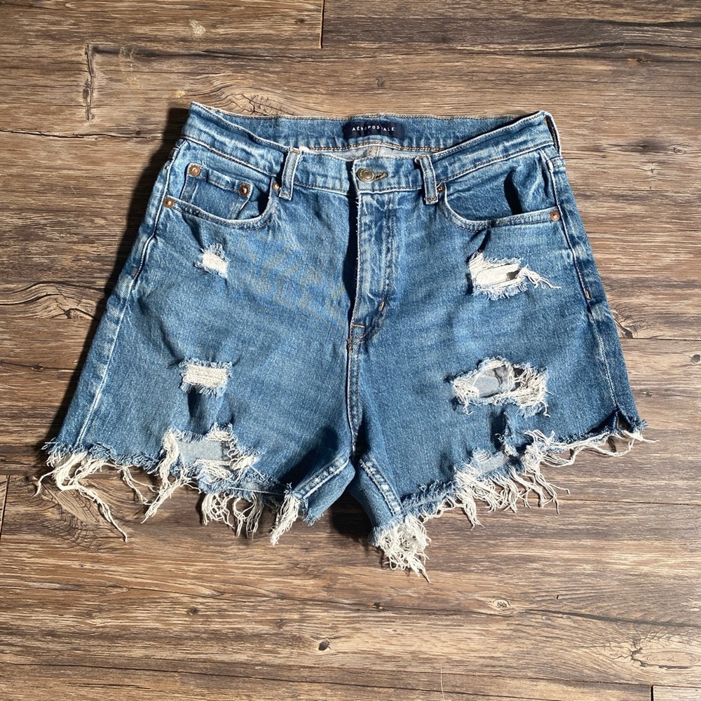 Aeropostale Blue Distressed Jean Shorts